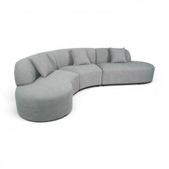 Drift 3-Piece Modular Curved Sofa Sectional in Gray Chenille Fabric