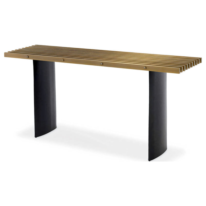 Eichholtz Vauclair Modern Entryway Console Table in Brushed Brass and Black