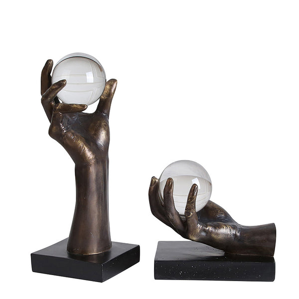 Abstract Crystal Ball Hand Upright Home Sculpture