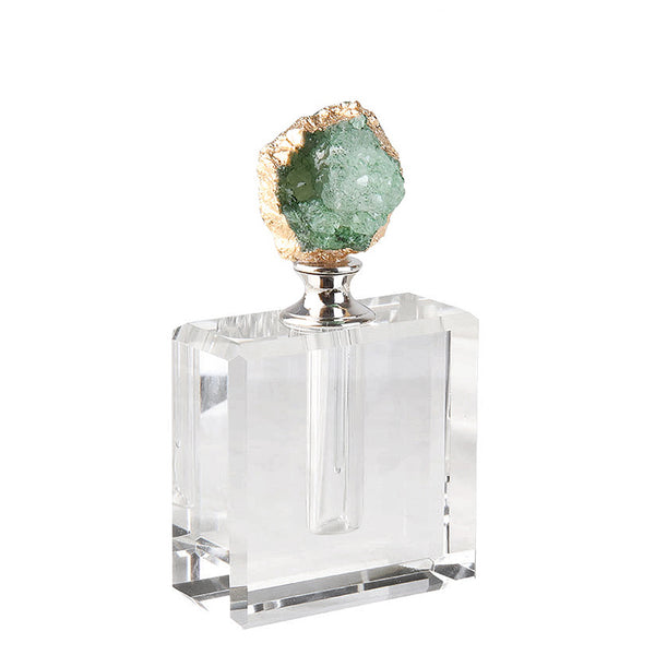 Crystal & Green Agate Stone Perfume Bottle