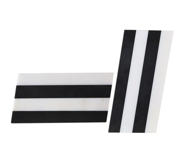 2 pc White & Black Striped Marble Vase