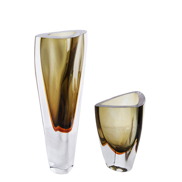 Amber Triangle Glass Vase Set