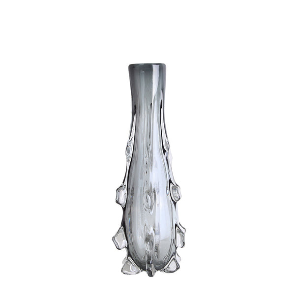 Hand Blown Glass Tall Grey Vase