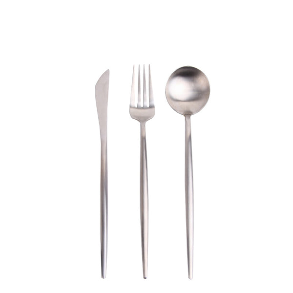 Lotte Luxury Matte Silver Cutlery Set 18/10 Spoon Fork Knife - 18 Piece