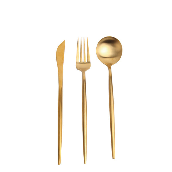 Lotte Luxury Matte Gold Cutlery Set 18/10 Spoon Fork Knife - 18 Piece