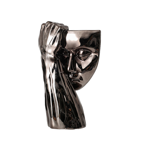 Creative Silver Hand touching Face Figurine