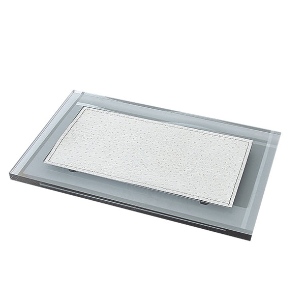 Grey Leather Transparent Decorative Tray