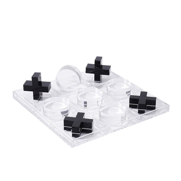 Embedded Clear Luxury BLACK X and Os Tic Tac Toe Game ACRYLIC