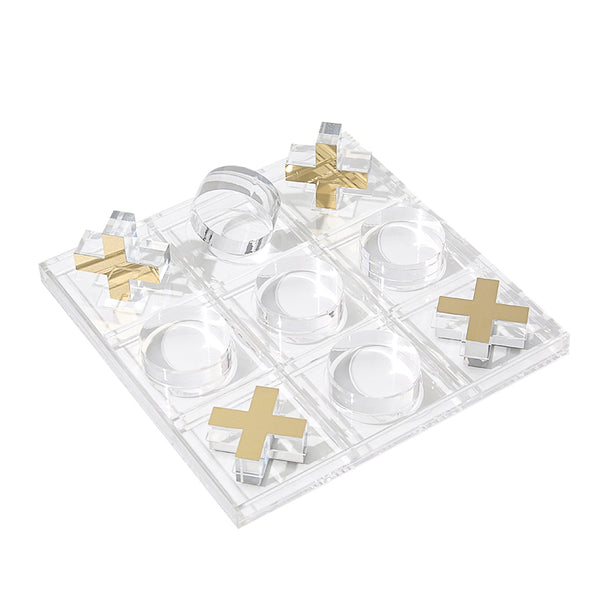 Embedded Clear Luxury Gold X and Os Tic Tac Toe Game ACRYLIC