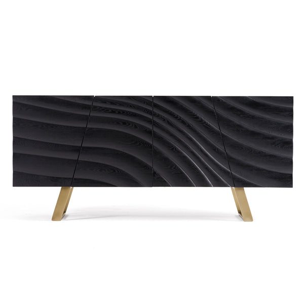 Finland Mid-Century Black & Gold Buffet