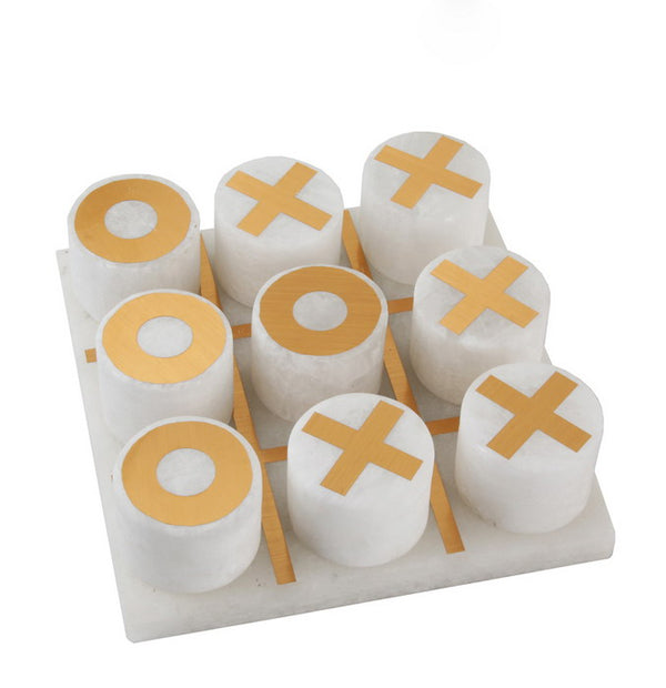 Luxury Gold X and Os Tic Tac Toe Game Natural Stone