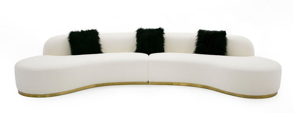 Arvada Glam Off White Fabric Sectional Sofa