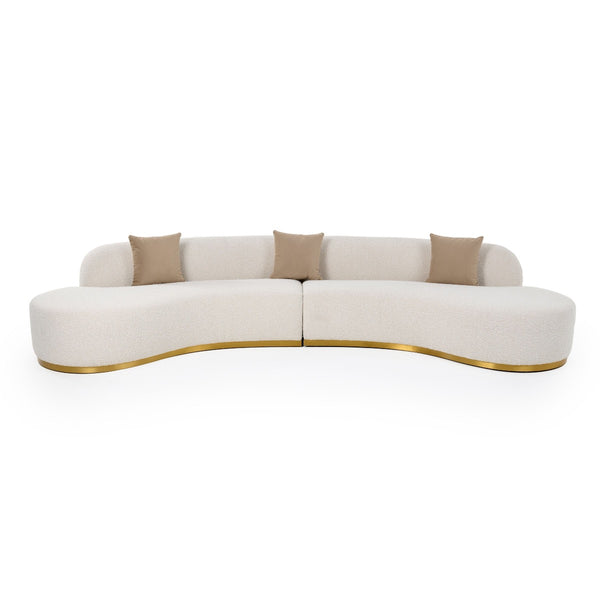 Arvada Glam Beige Fabric Sectional Sofa