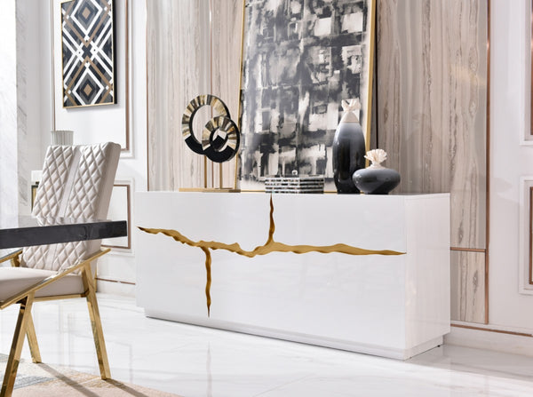Oslo Modern White & Gold Buffet