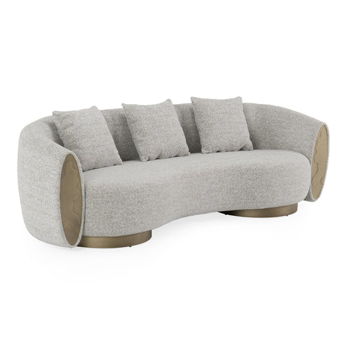 Monaco Modern White & Brown Sofa – Antique Brass