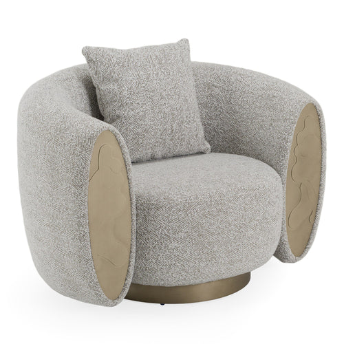 Monaco Modern White + Brown Swivel Accent Chair