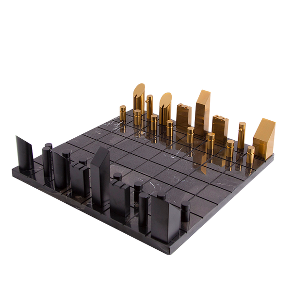 Luxury Black Marble & Gold Chess Set