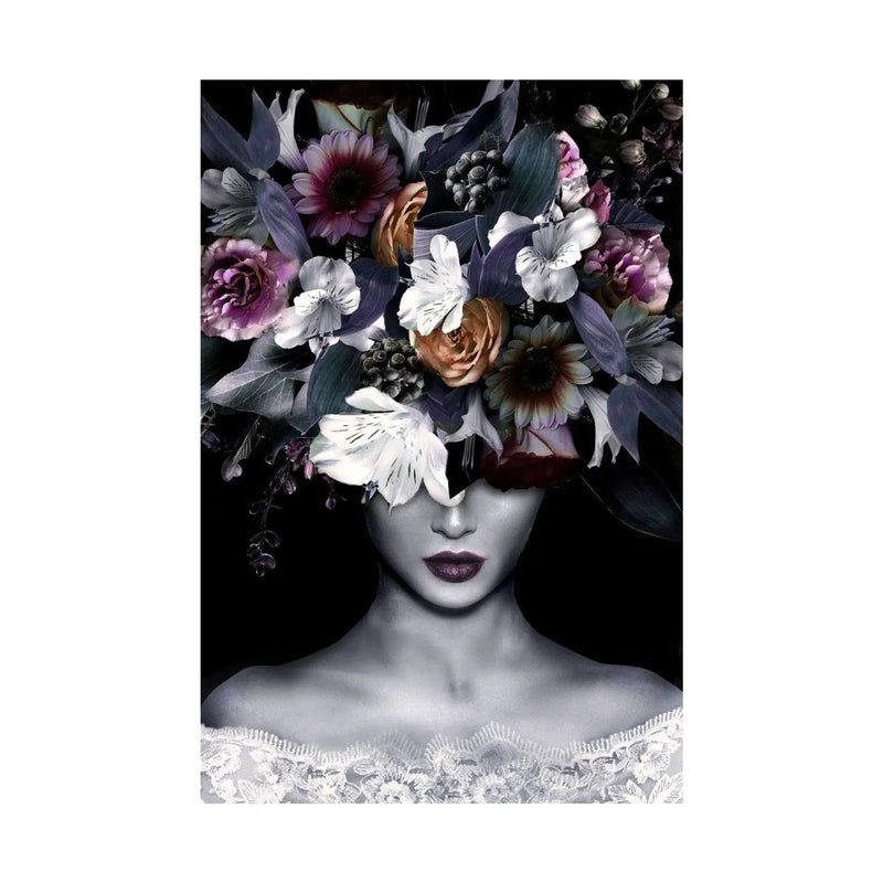 Floral Enigma Contemporary Tempered Glass Wall Art with Foil Detail