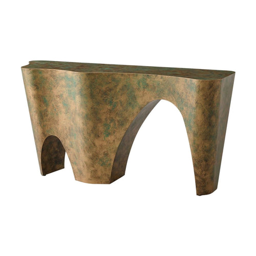 Sahara Drift Verdigris Brass Console Table