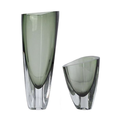 Smoke Grey Triangle Glass Vase Set