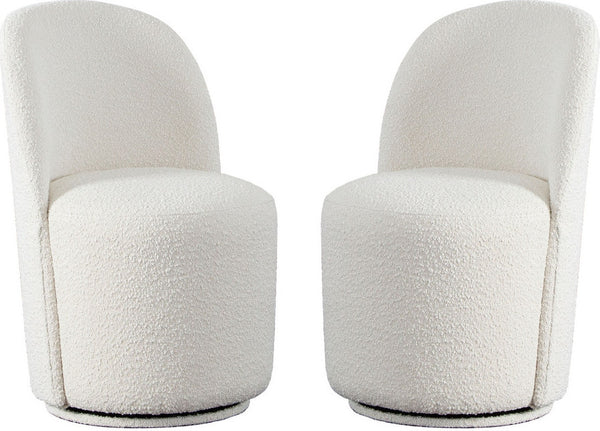 Dakota Ivory Boucle Swivel Chair - Set of 2