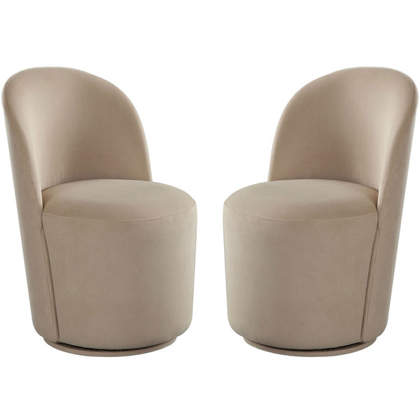 Dakota Light Camel Velvet Swivel Chair - Set of 2
