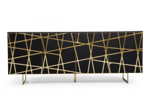 ENZA Modern Black Oak & Champagne Gold Buffet