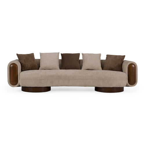 Wellington Modern Beige + Brown Fabric Sofa