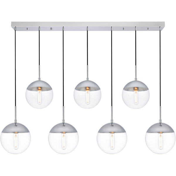 Solar 7 Lights Chrome Pendant With Clear Glass