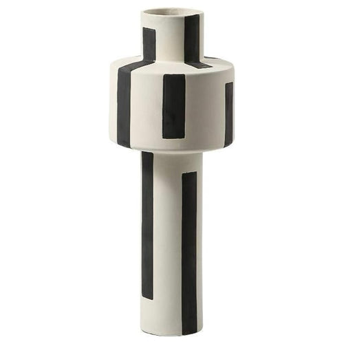 Linear Wide Black & Ivory Ceramic Vase