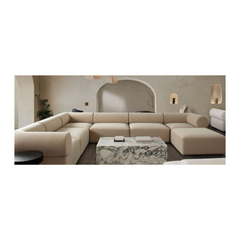 7Pc Serenity Corner Sectional in Light Camel Velvet