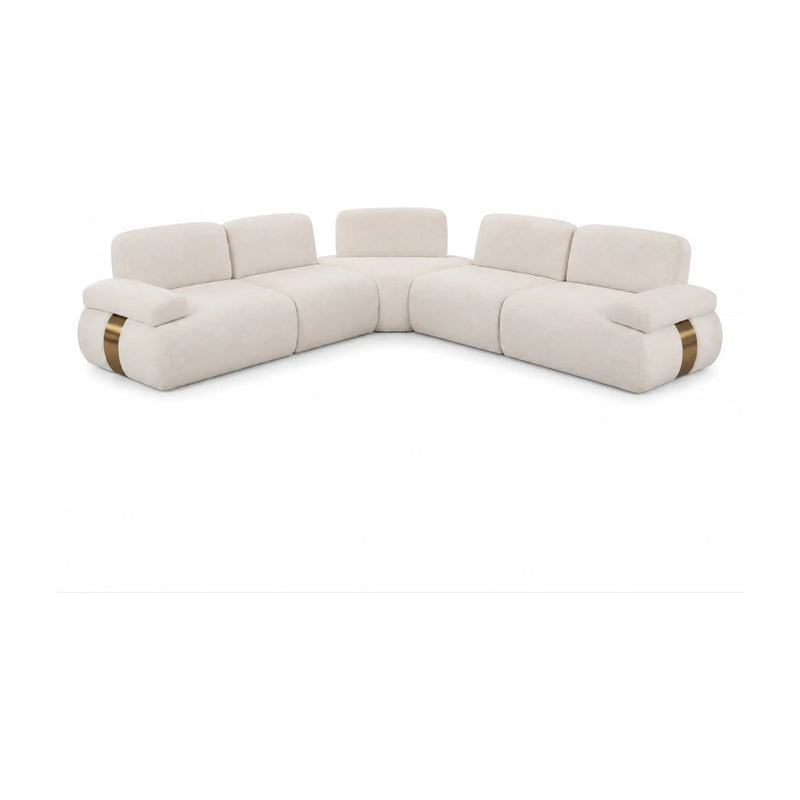 Astor 5-Piece Modular Cream Fabric Sectional