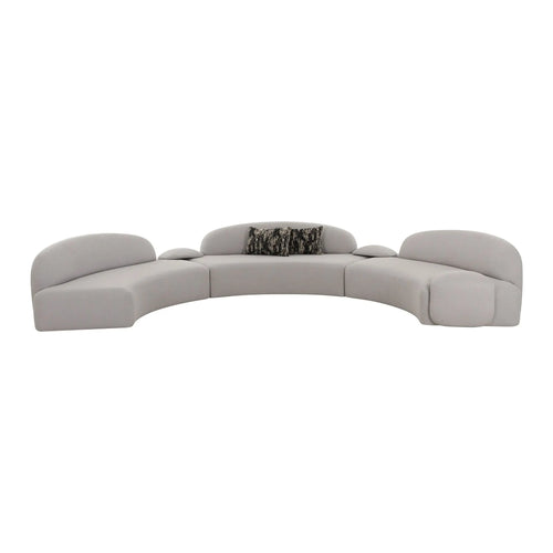 Audra 3-Piece Grey Performance Boucle Fabric Curved Sectional