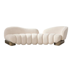 Aurello Modern Ivory Sherpa Ribbed Sofa