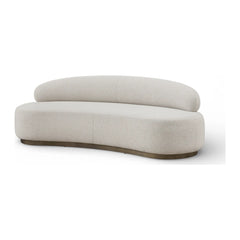 Lunaforma Modern Curved Sofa – Ivory Bouclé & Brushed Brass