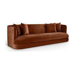 Oasis 66" Cognac Velvet Upholstered Loveseat