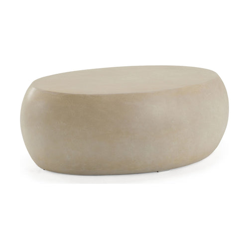 Ostra Modern Beige Fiberform Oval Coffee Table in Sand