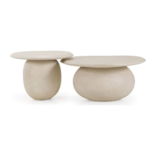 Solenne Modern Beige Fiberform Nesting Coffee Table Set