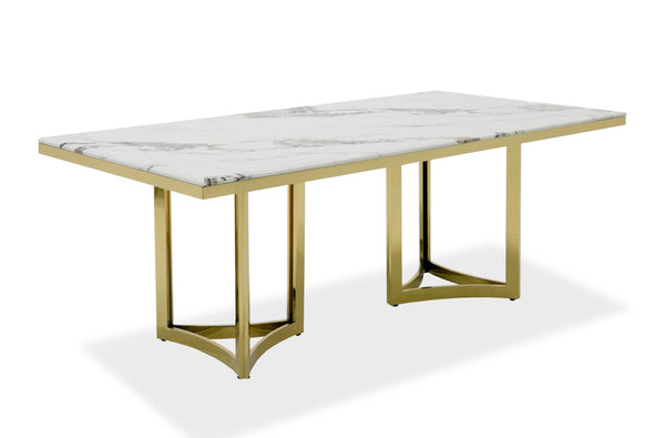 Loomis - White Marble & Gold Dining Table