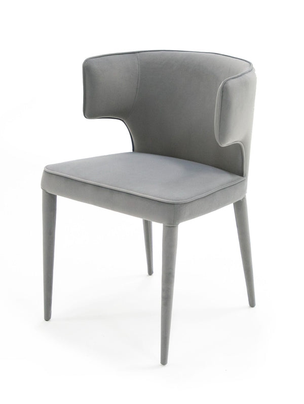 Milan Modern Grey Velvet Arm Dining Chair