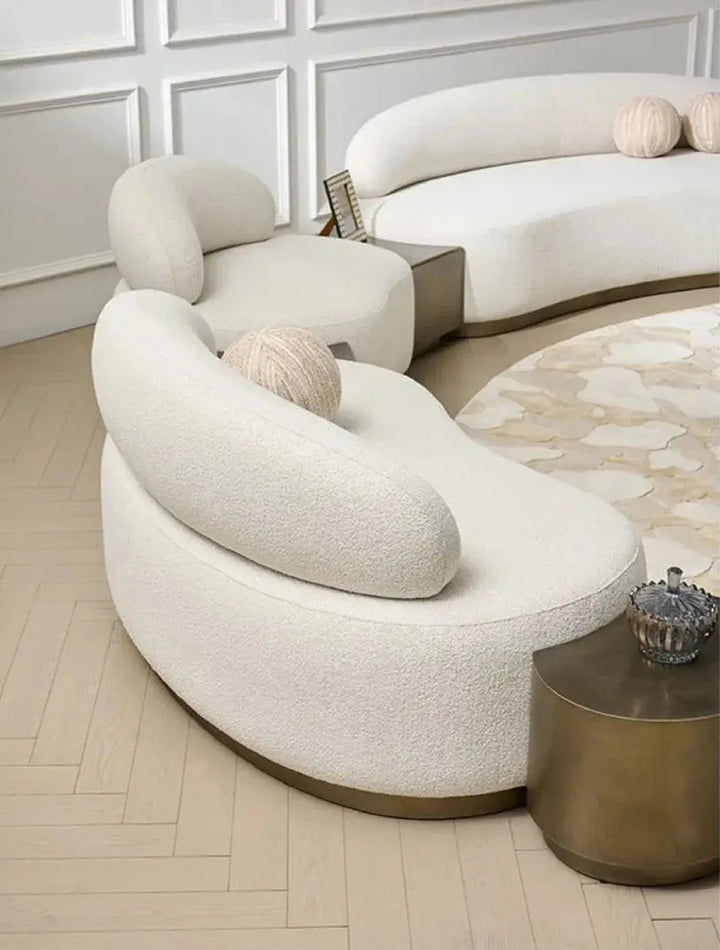 Modern Curved Accent Chair in Ivory Bouclé – Modern Contempo