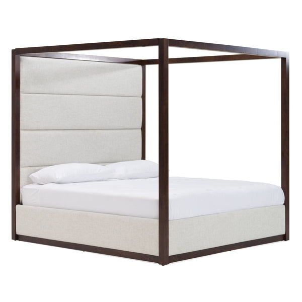 Geneva Contemporary Canopy Brown Oak Bed