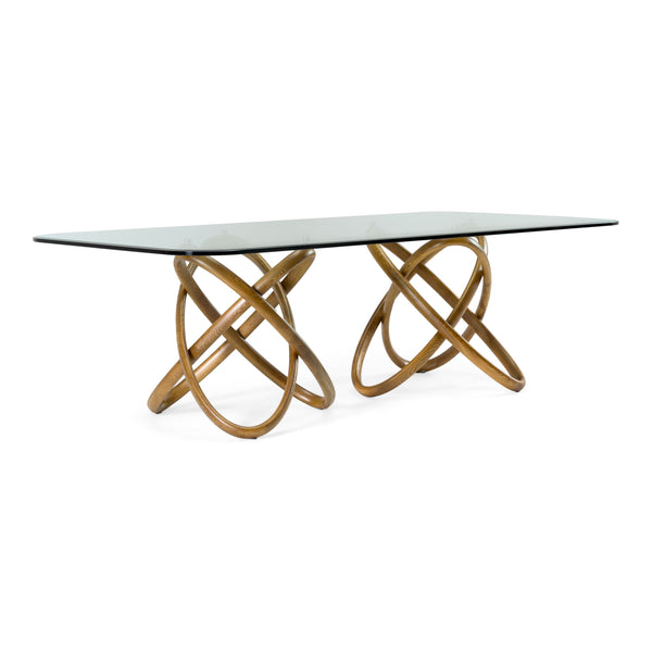 Modern FLUX Glass & Walnut Dining Table