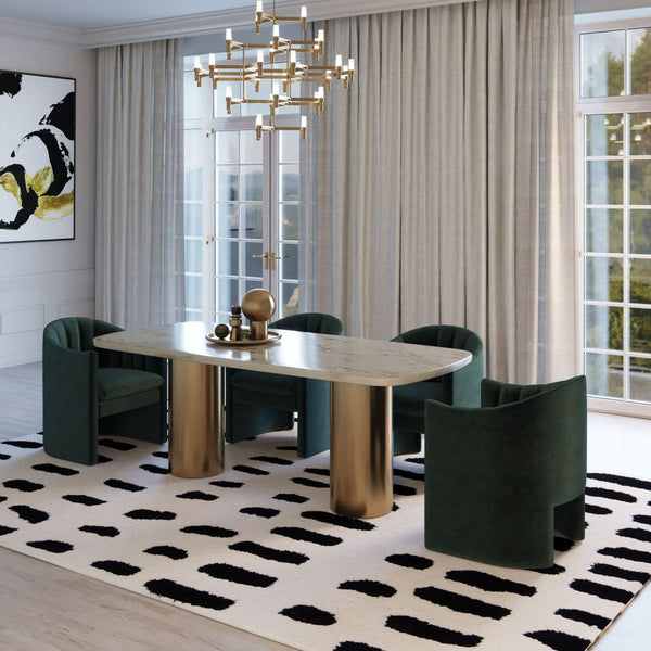 Sangallo Glam White Marble & Brush Gold Dining Table