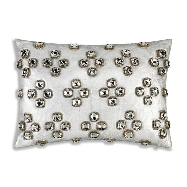 Misti Glam Bedazzled Crystal Silver Lumbar Pillow