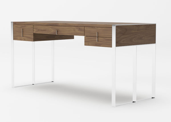 Soho Modern Walnut & Stainless Steel Desk