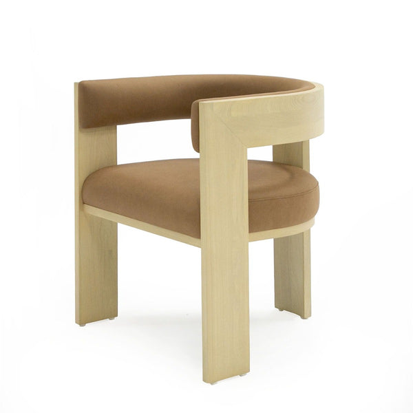 Tokyo Modern Natural Ash + Rust Fabric Dining Chair