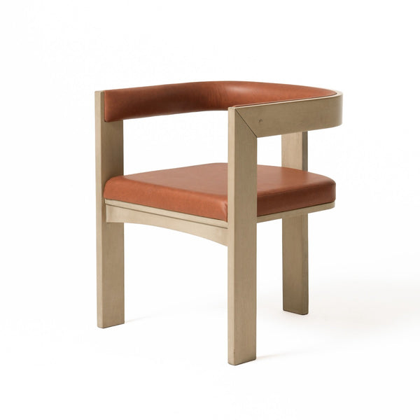 Macau - Modern Rust Leatherette + White Oak Dining Chair