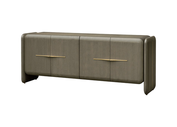 Pebble Ash Oak 4 Door Buffet and Mirror