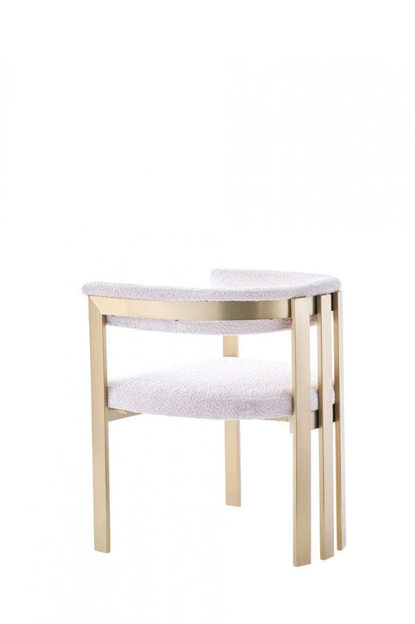 Finley Modern Beige Sherpa & Gold Dining Chair